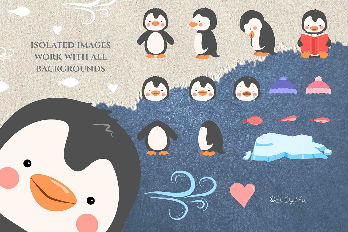 Penguins | Cute Vector Clip Art, an Animal Illustration by Jen Digital Art (Photo 4 of 4)