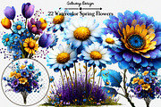 Watercolor Spring Flowers Clipart, an Illustration by GatewayDesign (Thumbnail 1 of 5)