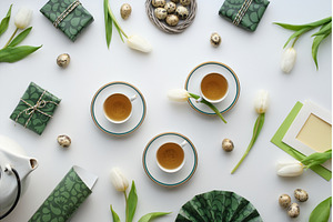 Easter table setting with tea cups, a Food & Drink Photo by tilialucida