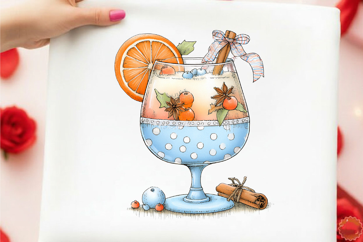 Whimsical Christmas Cocktail Clipart, an Illustration by designcity5 (Photo 5 of 5)