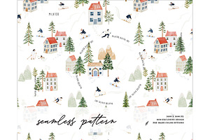 Alps Skiing Cozy Houses pattern