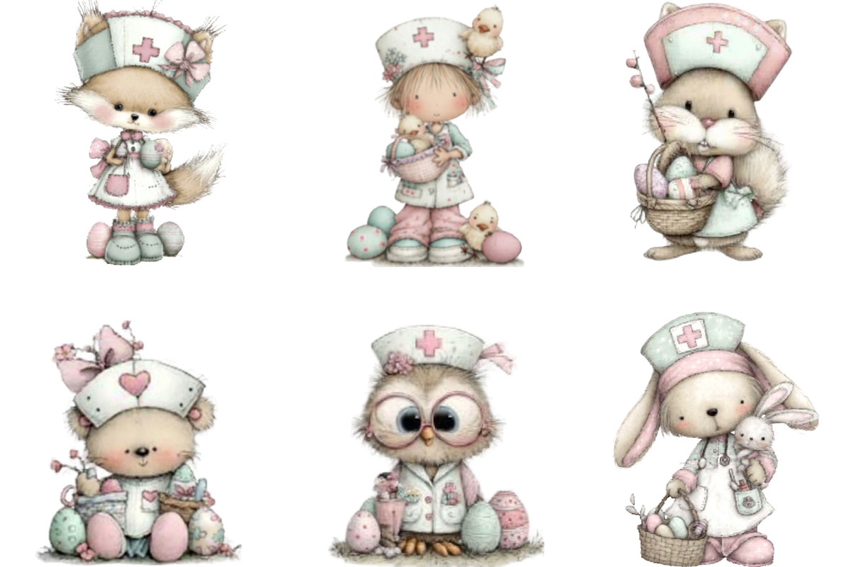 Whimsical Easter Nurse Animals, an Illustration by Designking (Photo 4 of 5)