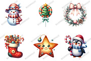 Whimsical Christmas Clipart Bundle, an Illustration by designcity5 (Thumbnail 3 of 5)
