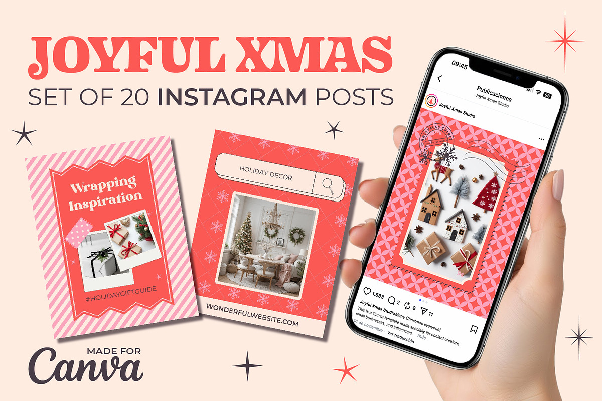 Joyful Xmas – IG Posts for Canva, a Social Media Template by LuOtero (Photo 1 of 5)