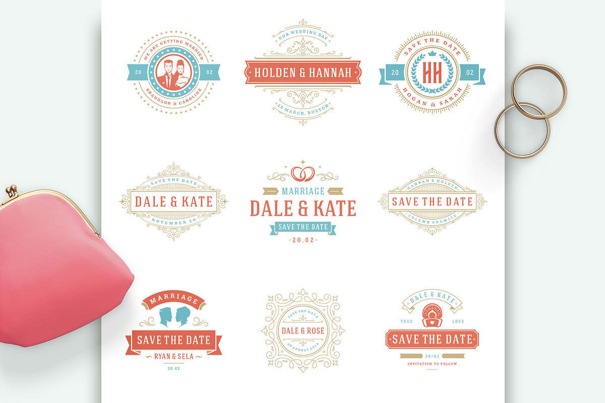 18 Wedding Logos and Badges, a Branding & Logo Template by Vasya Kobelev (Photo 10 of 13)