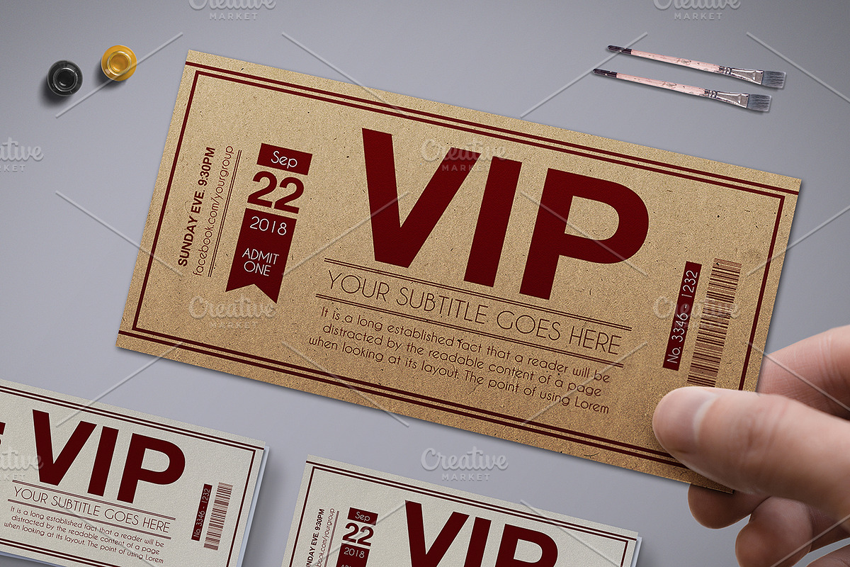 Multipurpose Retro VIP Pass Card 01, a Card Template by Tzochko (Photo 2 of 5)
