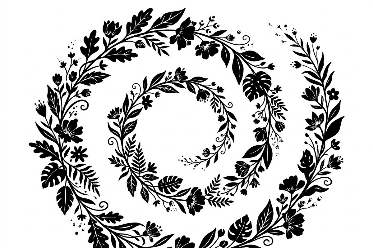 50 Elegant Floral Leaf Spiral Frame, a Decorative Illustration by Amazin_art (Photo 4 of 41)