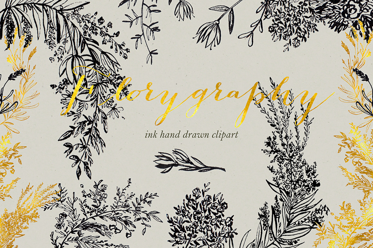 Florygraphy. Calligraphy ink clipart, an Illustration by LABFcreations (Photo 1 of 3)