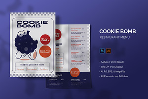 Cookie Bomb - Restaurant Menu, a Print Template by StreaksideStd