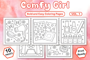 Comfy Girl Bold and Easy Coloring, a Decorative Illustration by Coco Bloom (Thumbnail 1 of 4)
