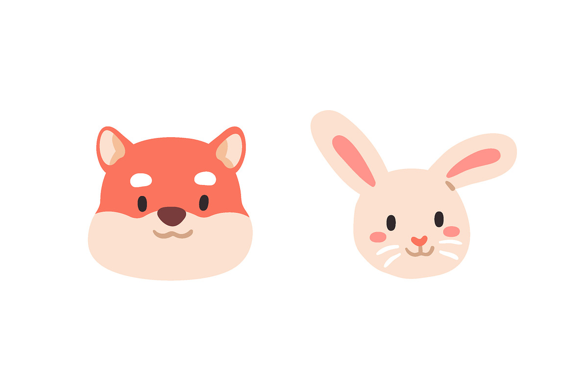Cute animal faces, avatars set, an Animal Illustration by Good Studio (Photo 2 of 9)