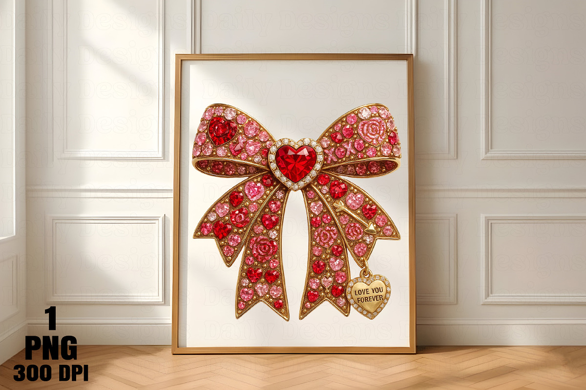 Rhinestone Valentines Bow Png, an Illustration by Daily.Designs (Photo 4 of 5)