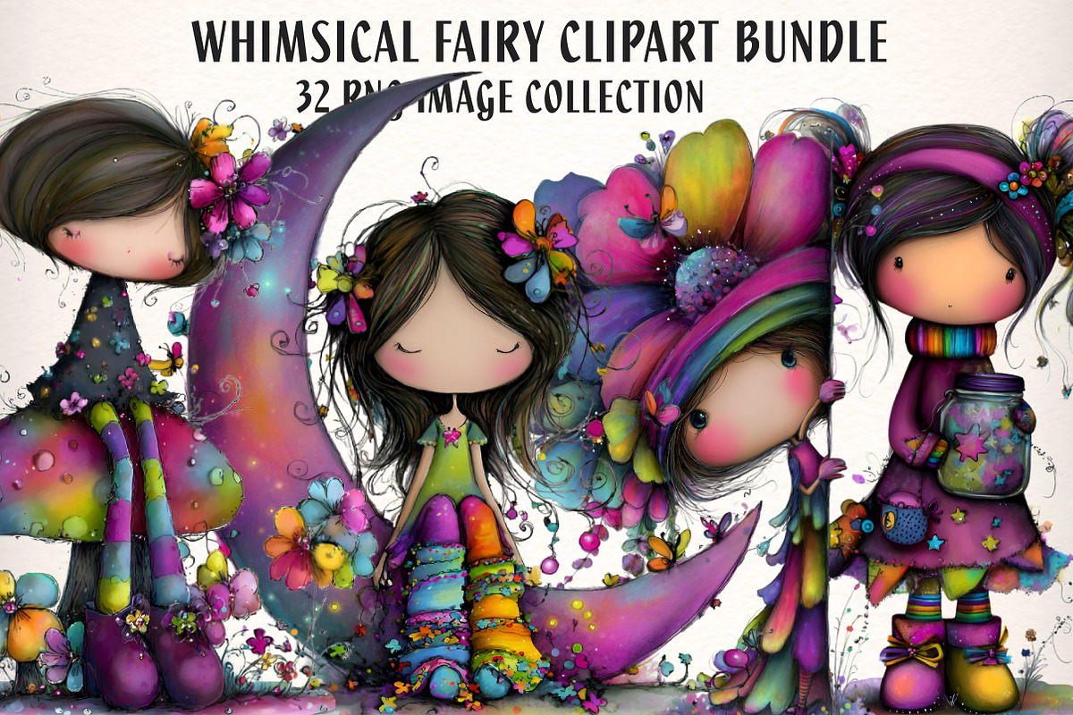 Whimsical Christmas Fairy Clipart, an Illustration by Dream Creation (Photo 1 of 8)
