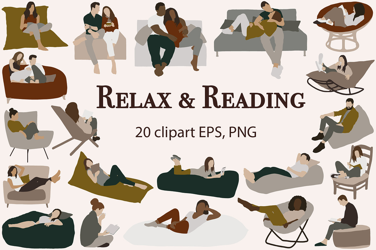 Reading & Resting People clipart, a Person Illustration by ApetekMarket (Photo 1 of 7)