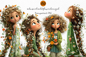 Whimsical Wildflower Hair Girl, a Seasonal Illustration by Craft Nest
