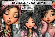 Spring Black Woman Clipart, an Illustration by CreationArt (Thumbnail 1 of 7)