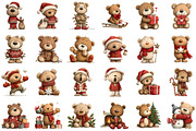Christmas Teddy Bear Clipart, an Illustration by Sublimation Artist (Thumbnail 2 of 6)