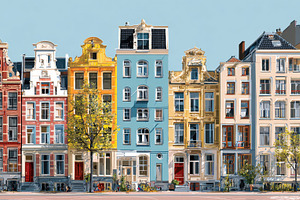 Canal street with colorful buildings, a Photo by Beautiful things