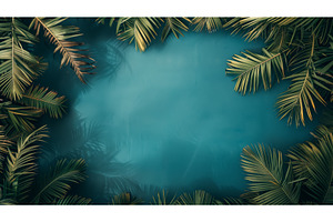 Tropical Palm Fronds Framing A