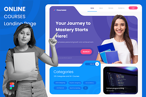 Online courses landing page, a Landing Page Template by anchor_point_heshan