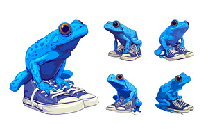 Blue frog character cartoon vector, an Animal Illustration by Onyx