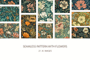 Seamless pattern with flowers, an Illustration by Pundateam (Thumbnail 1 of 5)