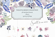 Violetta Flower Clipart and Frames, an Illustration by Emerald & Ivy Studios (Thumbnail 2 of 10)