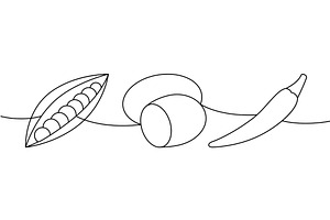 Bunch of peas, potato, chili pepper, a Food Illustration by GraphiShop