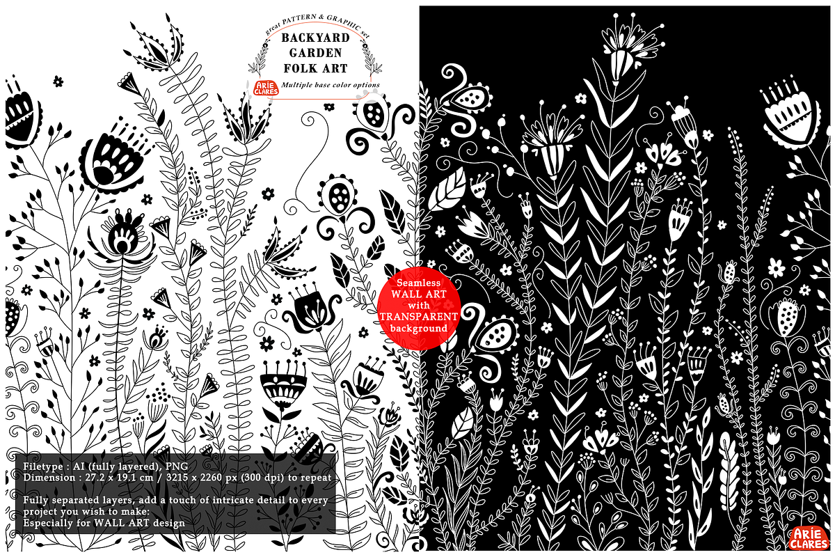 Backyard Garden Folk Art, a Pattern Graphic by Arie Clares (Photo 3 of 13)