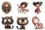 Flowers and Girls Clipart Bundle, an Illustration by CreationArt (Thumbnail 3 of 5)