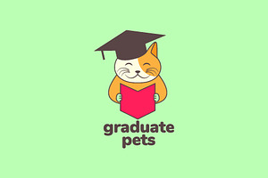 Cat Kitten Graduate Hat Study Logo