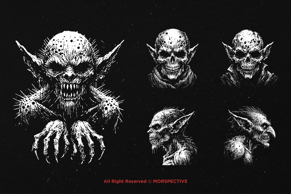 10 Bundle Dark Art Skull Goblin Orc, an Illustration by Morspective (Photo 5 of 7)
