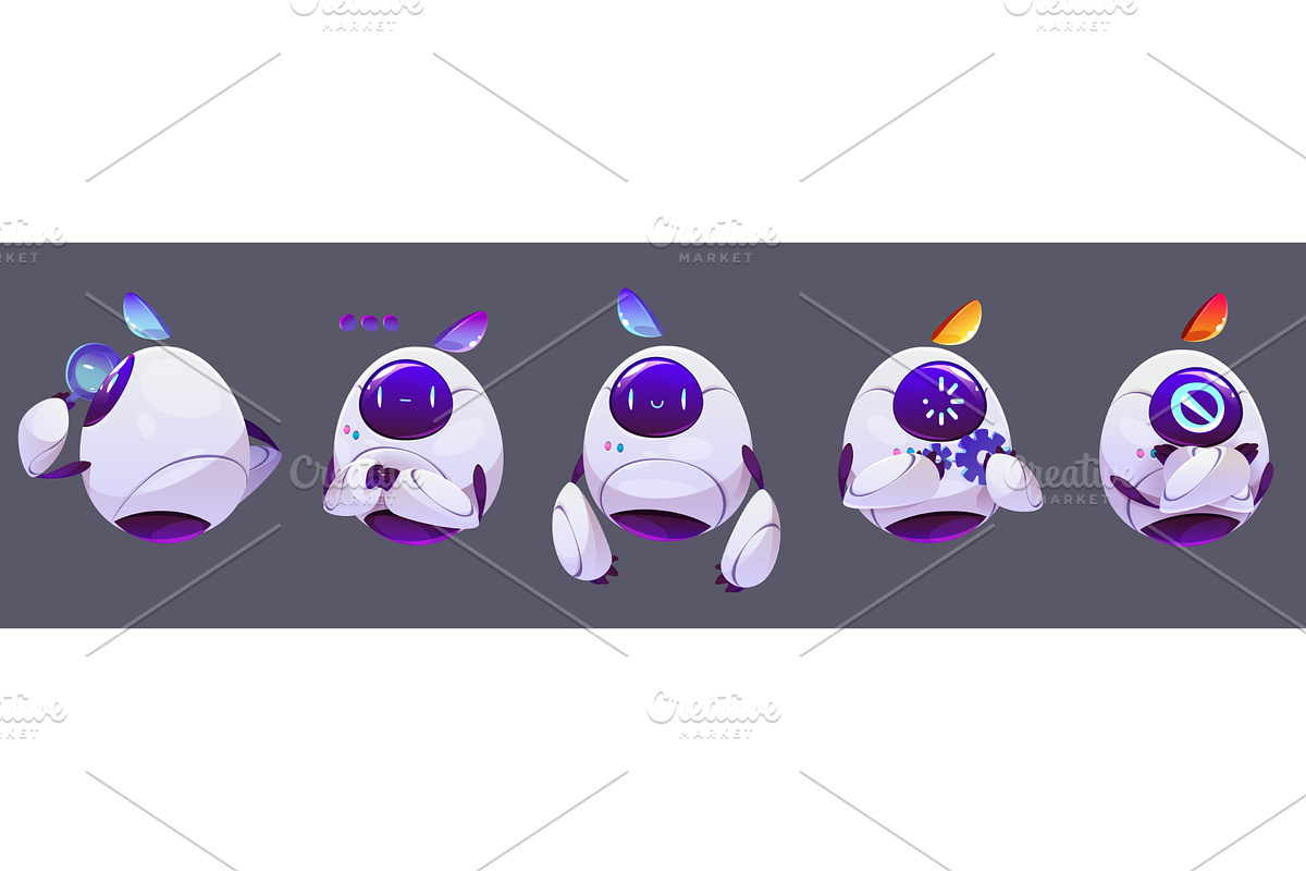 Chatbot assistant mascots isolated, a Technology Illustration by art PVP - market