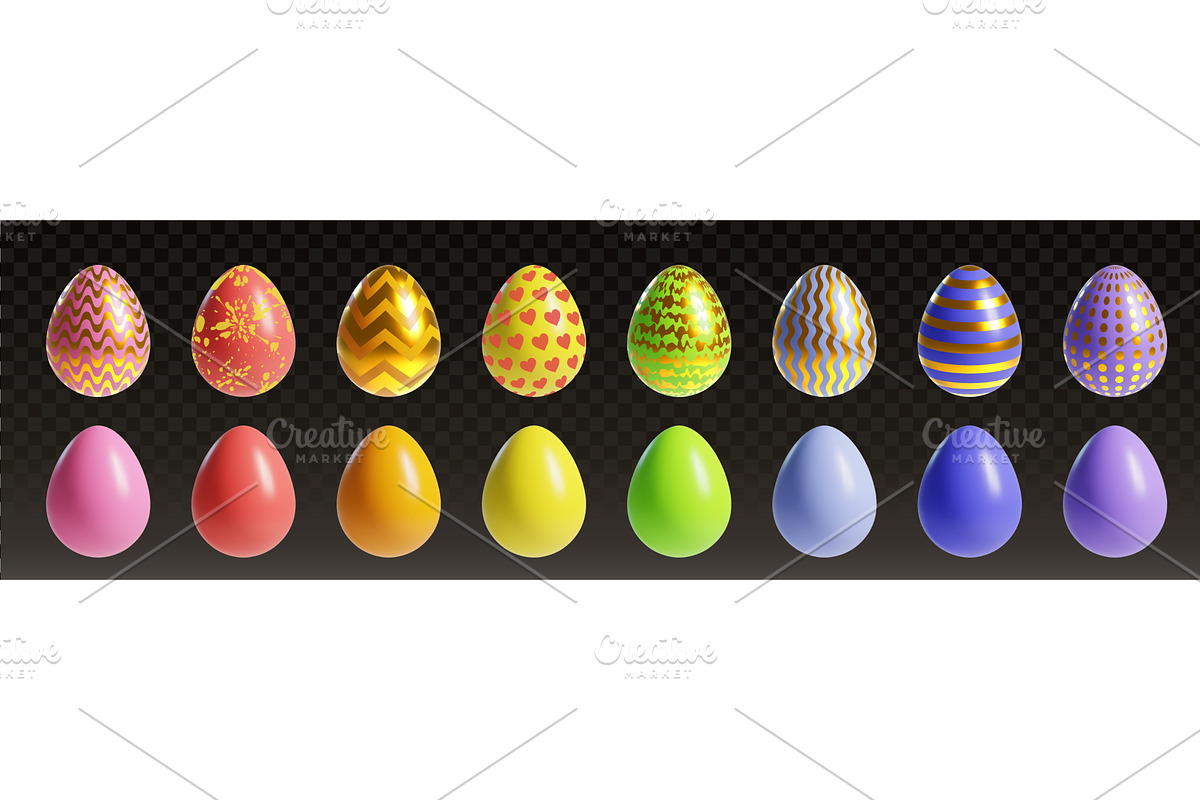 Color Easter eggs set isolated on, an Object Illustration by art PVP - market