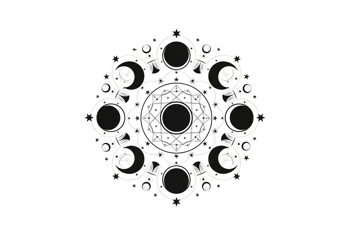 Moon Phase Mandala SVG Bundle, an Illustration by yasushie (Photo 24 of 31)