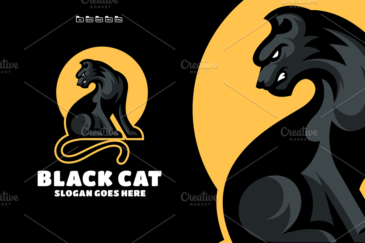 Black Cat Logo Template, a Branding & Logo Template by EndR_ID