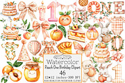 Watercolor Peach One Birthday Clipar, a Seasonal Illustration by Design Market (Thumbnail 1 of 5)