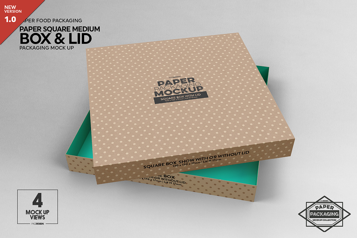 Medium Square Paper Box&Lid Mockup, a Cups & Container Mockup by INCDesign (Photo 1 of 7)