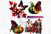 Autumn Butterfly and Flower Cliparts, an Animal Illustration by ThatsDesignArt (Thumbnail 5 of 10)