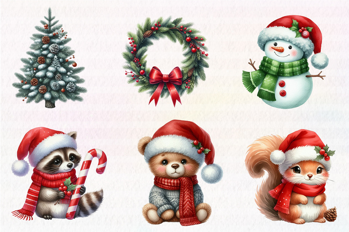 Woodland Christmas Clipart, an Illustration by CreationArt (Photo 3 of 7)