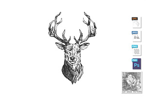 Engraving deer in polygonal style