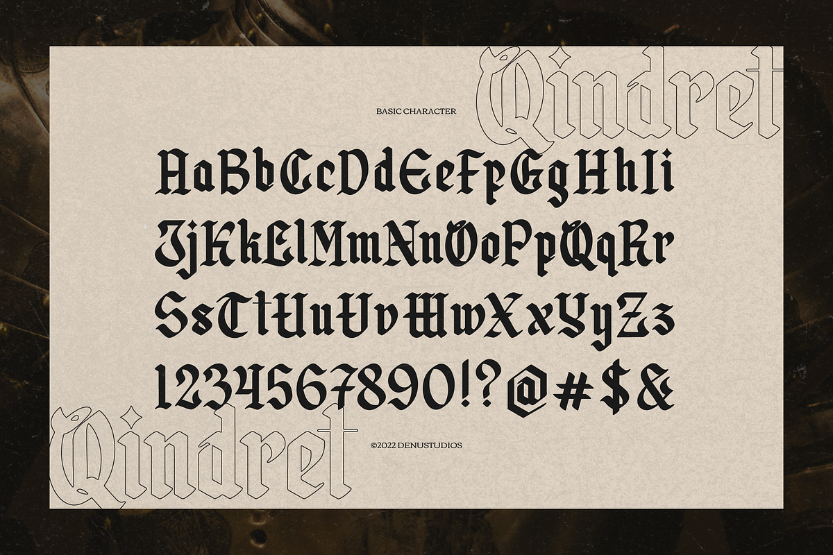 Qindret | Blackletter Typeface, a Blackletter Font by Denustudios (Photo 10 of 12)