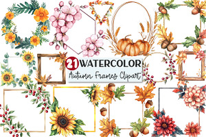 Floral Autumn Frames Clipart, an Illustration by Rose Art