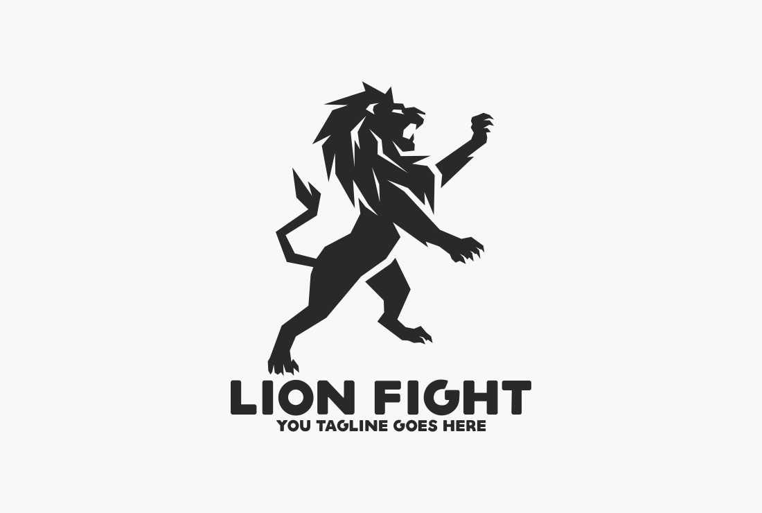 Lion Fight Logo, a Branding \u0026 Logo Template by Brandlogo, image size:1100x740
