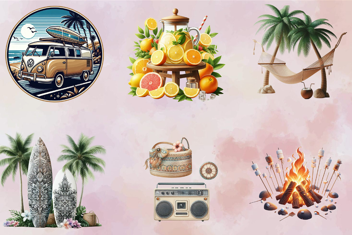 Summer Vacation Sublimation Clipart, an Illustration by SVGArt (Photo 2 of 8)