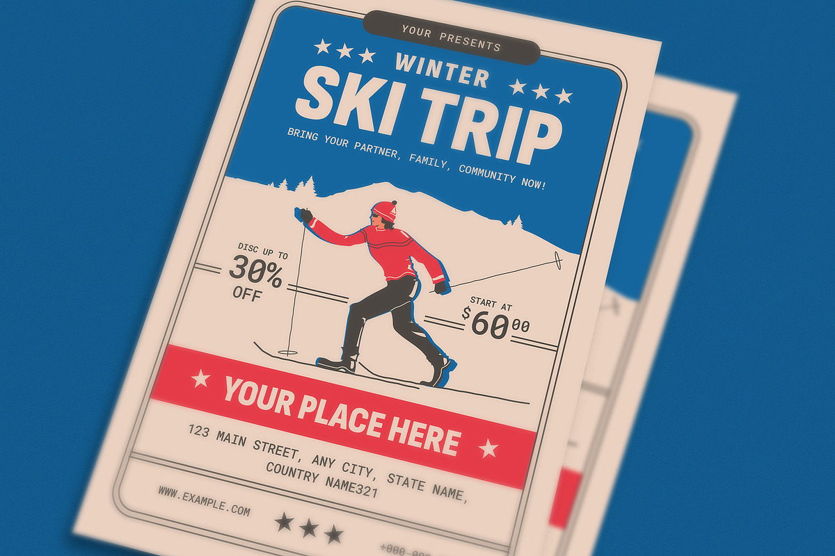 Vintage Ski Trip Flyer, a Flyer Template by VectorVactory (Photo 3 of 3)