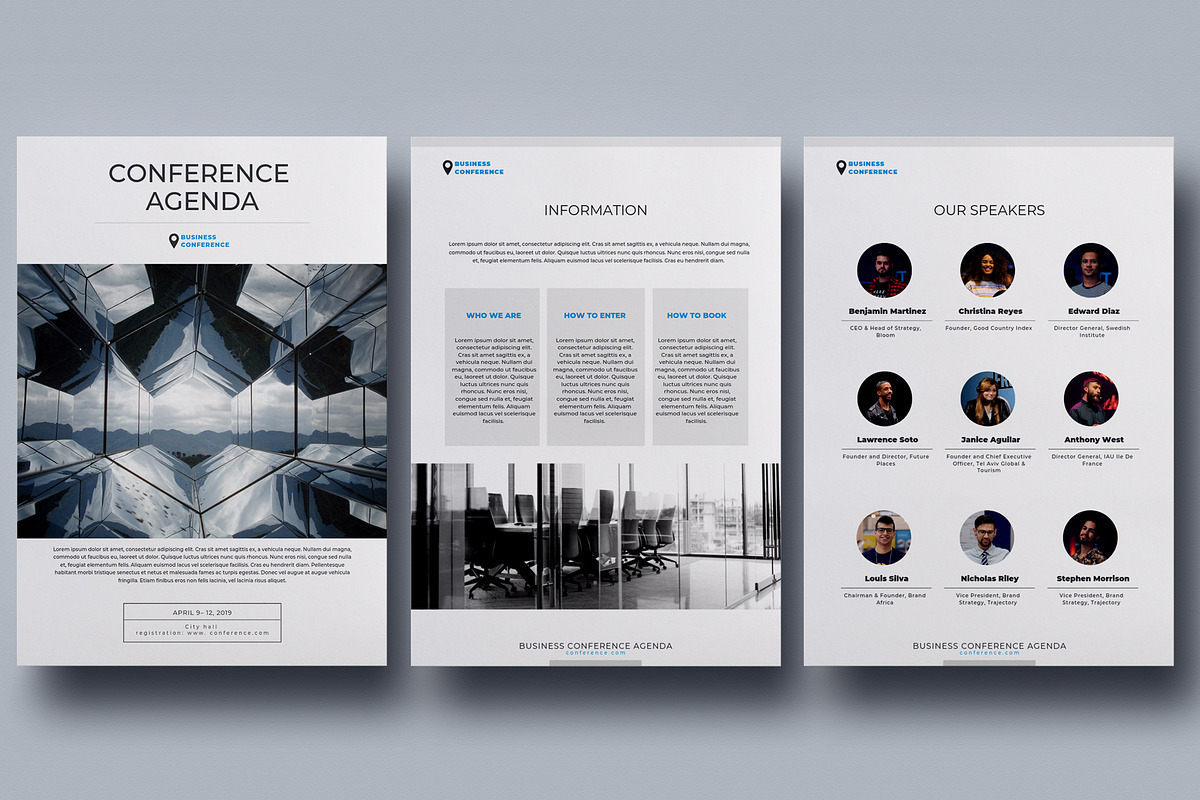 Conference Agenda Canva Template, a Brochure Template by 3.14&Co
