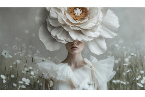 Woman in ethereal white dress with, an Illustration by tilialucida