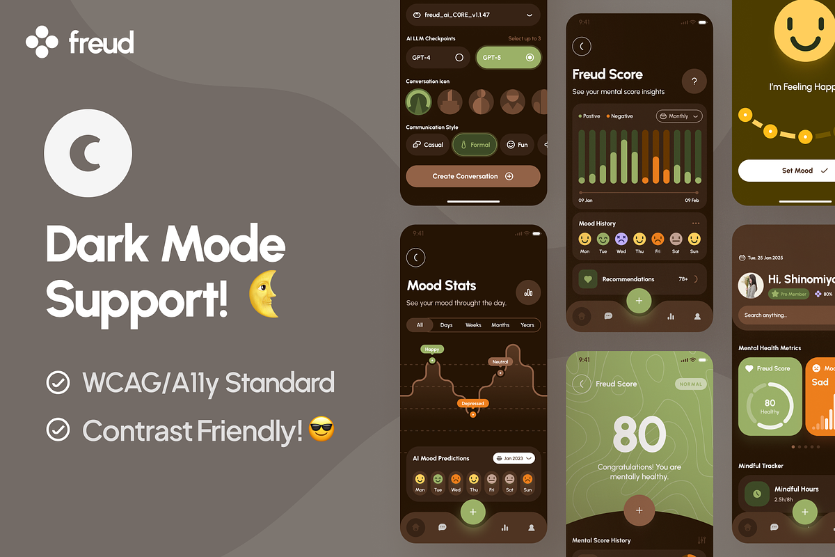 freud UI Kit: AI Mental Health App, an UI Kit Template by strangehelix.bio (Photo 4 of 10)