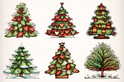 Whimsical Christmas Tree Clipart, an Illustration by Dream Creation (Thumbnail 3 of 7)
